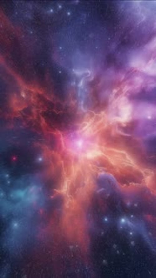 Vertical Nebula And Stars Abstract Space Background