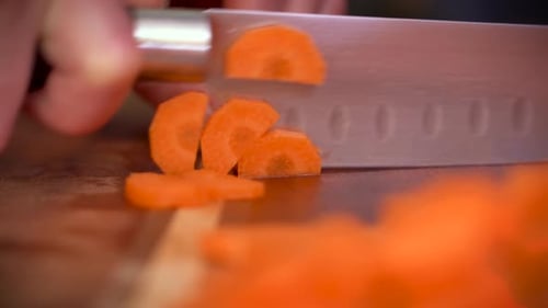 Fresh Carrot Slicing for Cooking Meal Preparation