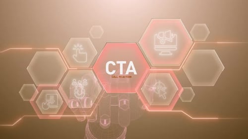 Futuristic Wireframe Hand Activating Digital Call to Action Interface