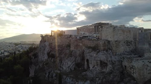 Acropolis and Parthenon Temple in Athens Aerial View, Greece