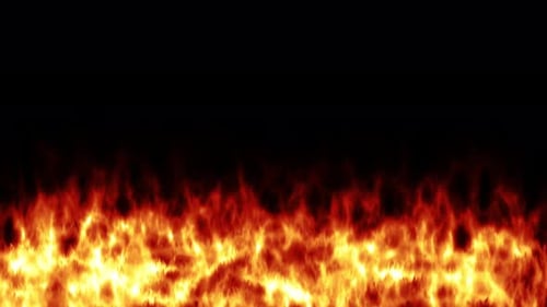 Une ligne de flammes réelles s'allume sur fond noir