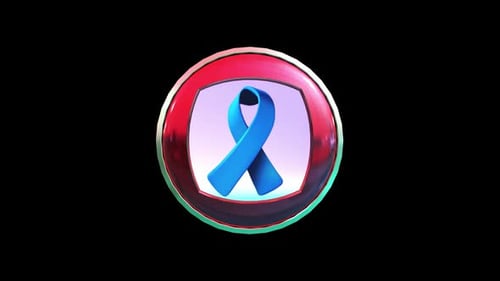 A 3D Animated Blue Ribbon Emblem Rotating