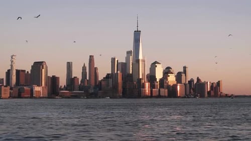 Cinematic And Majestic View Of Manhattan Cityscape, NYC, USA