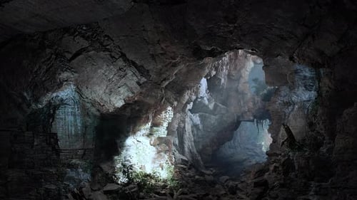 A Mysterious Tunnel with Rays of Light Piercing Through the Darkness