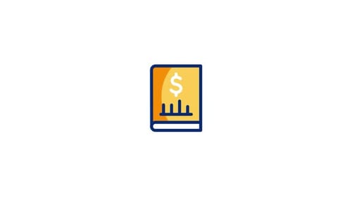 Animated Financial Book Icon with Dollar Sign