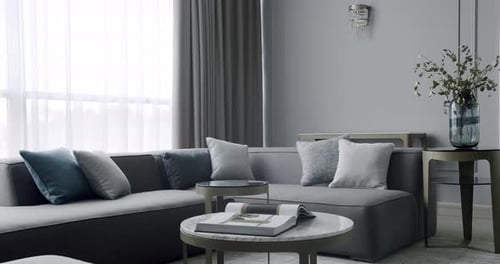 Establishing Shot of Modern Living Room Interior Design