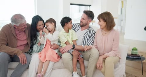 Happy Family Poses on Couch