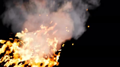 Realistic Fire and Smoke Burst with Sparks Element