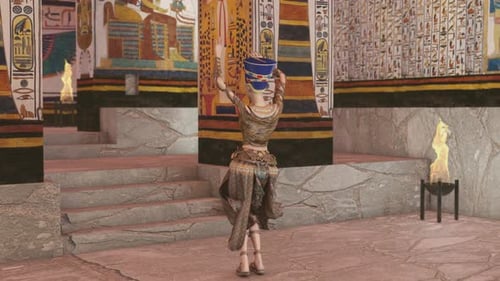 Ancient Egyptian Queen Figure Performing a Traditional Dance