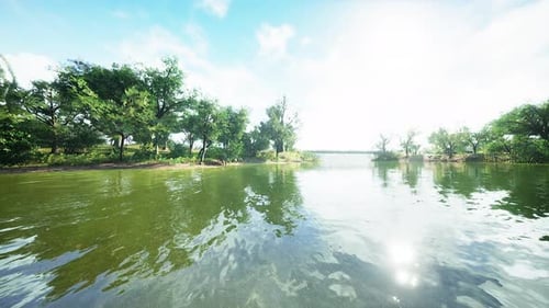 Beautiful Colorful Summer Spring Natural Landscape with a Lake in Park