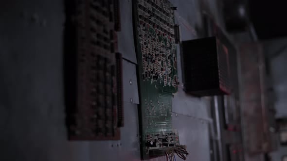 Closeup of Broken Microchips with Torn Wires on the Wall of an ...