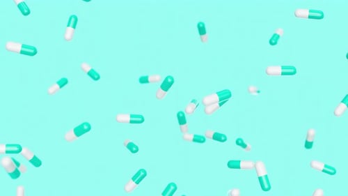 Falling Medical Capsules Loop Animation