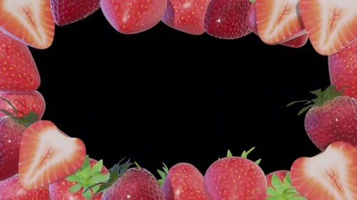 Animated Fresh Strawberry Fruit Frame Loop