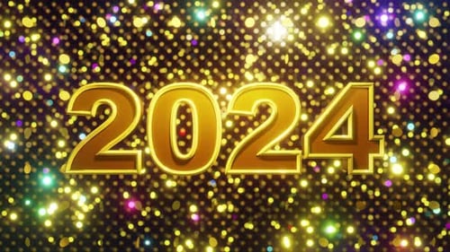 Golden 2024 New Year Celebration Title Animation