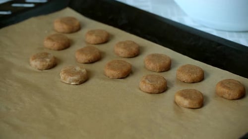 Spreading Cookie Dough on Baking Sheet