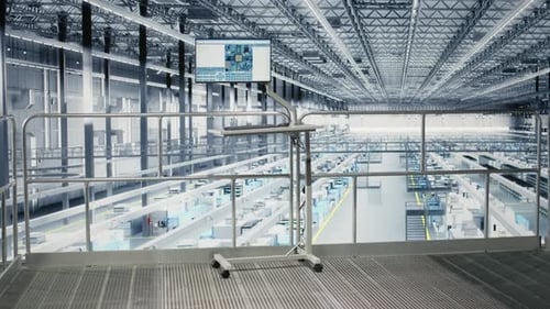 Software auf dem Display in leeren Mikrochips zur Anlagenüberwachung von Fertigungsdaten