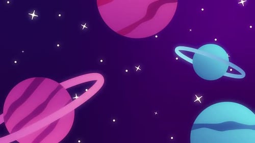 Animated Space Background Loop with Planets and Stars