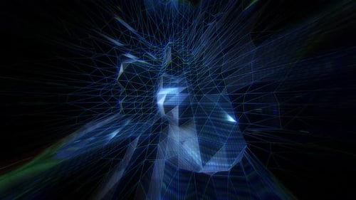 Futuristic Digital Wireframe Network Grid Abstract Background