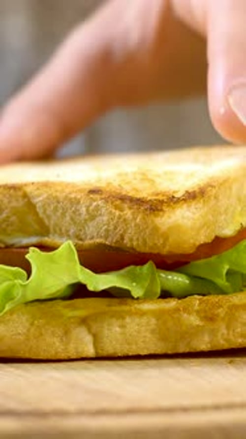 Making Healthy Sandwich With Lettuce, Tomato, Avocado, and Cheese