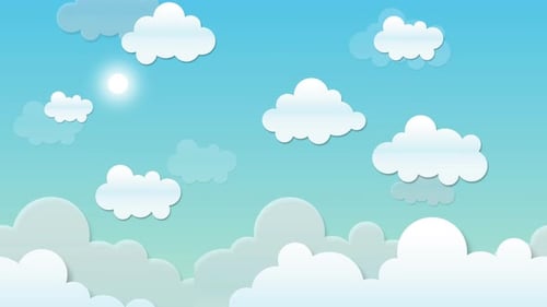 Seamless Loop of Cartoon Clouds in Blue Sky