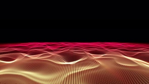 Animation à grande vitesse sur les ondes de particules. Animation abstraite d'ondes de particules de haute technologie sur fond noir