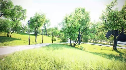 Lush Green Walkway With Gentle Glow 4K