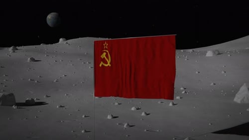 Flagge der Sowjetunion auf dem Mond | UHD | 60fps