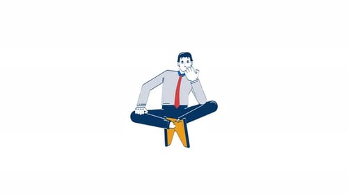 Animated Business Man Sitting and Thinking Loop