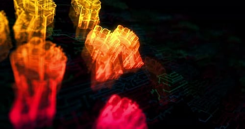 Fight freedom rebelion with fist symbols loop cyber loop concept
