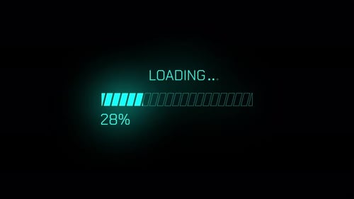 Digital Blue Neon Loading Bar Interface for Gaming and Tech