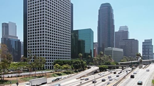 Highway Traffic in Los Angeles at Daytime Time Lapse America