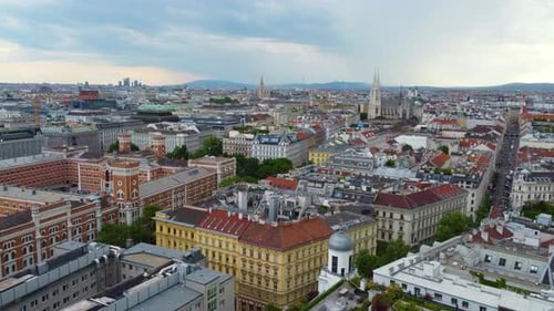 Vienna Austria, aerial drone shot Wien capital in Central Europe day time