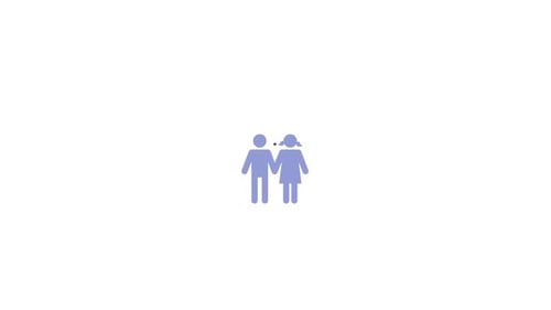Animated Flat Design Icon of Couple with Pulsing Heart