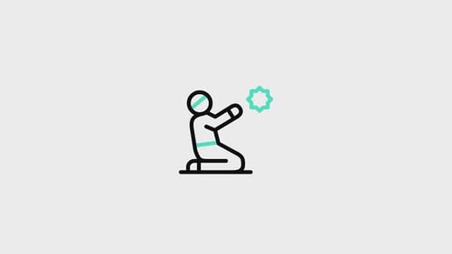 Animated Flat Design Praying Person Icon for Ramadan