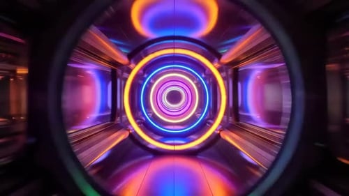 Futuristic Sci Fi Tunnel Neon Glow Loop 3D Animation VJ Back