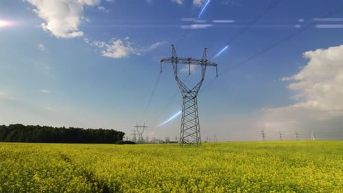Blue Energy Flowing Through High Voltage Power Lines