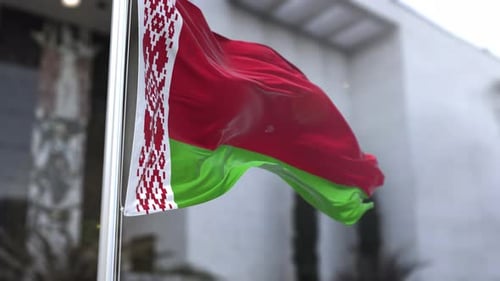 Realistic Belarus Flag Waving in Wind 3D Animation