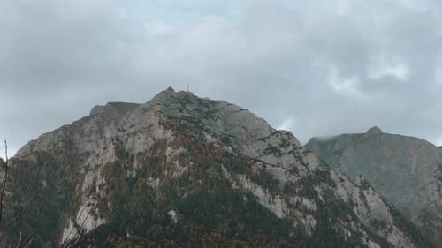 Bucegi Mountains, Southern Carpathians, Romania - A Sight of the Mountain Summit - Drone Hyperlapse