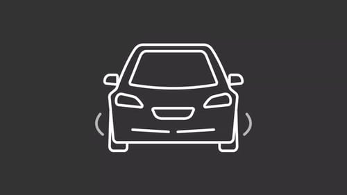 Animated Outline Car Icon with Pulsing Sensors