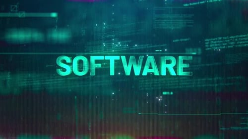 Softwarewort zum futuristischen Hintergrund der Hochtechnologie