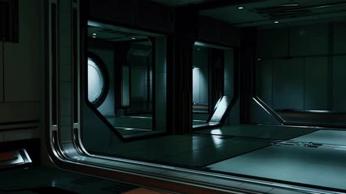 Realistischer futuristischer Sci-Fi-Raumschiffkorridor