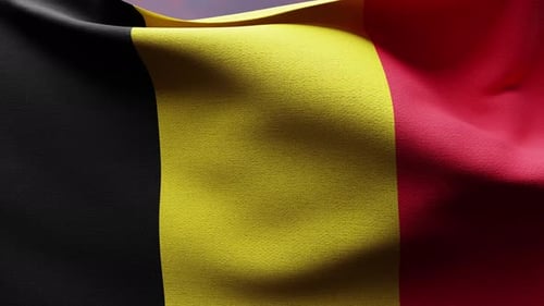 Realistic Waving Belgian Flag with Fabric Texture