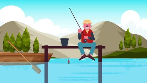 Fishing man on the lake