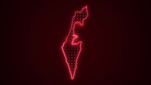 Neon Electric Outline of Israel Map