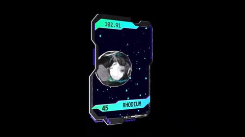 Futuristic UI Card Displaying Chemical Element in Space