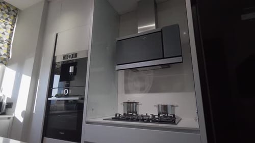 Contemporary Kitchen with Pots on Stove