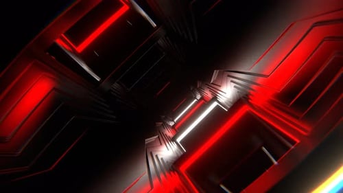 Red And White Strobe Mirrors Reverse Corridor Background Vj Loop In 4K