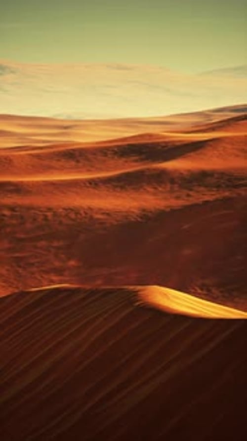 Desert Landscape With Sand Dunes at Sunset