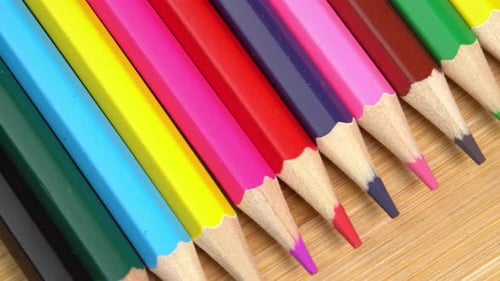 Vibrant Colored Pencils in a Row