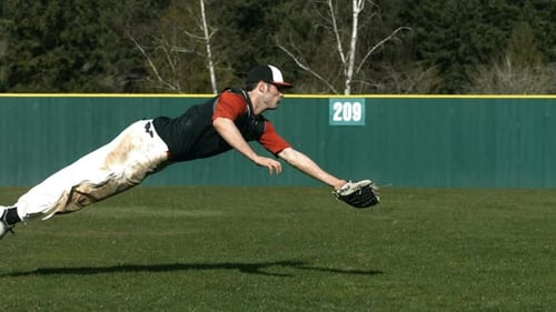 Baseball Player Catching Ball,